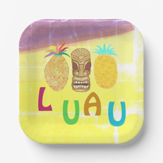 Sommer-Tiki-Ananas-Luau Pappteller (Vorderseite)