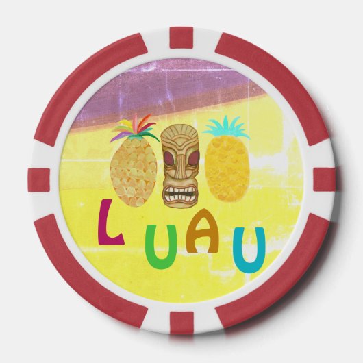 Sommer-Tiki-Ananas-Luau Pokerchips (Vorderseite)