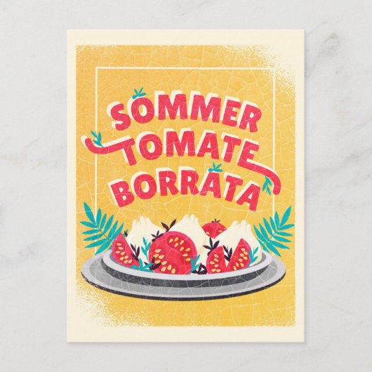 Sommer Tomate Borratta Postkarte (Vorderseite)