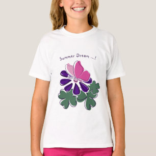 Sommer Traum - Rosa Schmetterling Lila Blütenmuste T-Shirt