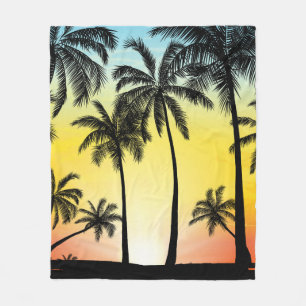 Sommer-Tropenbäume Fleecedecke