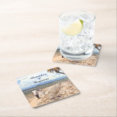 Sommer Tropical Beach Hochzeit Wasserfarbe Custom Rechteckiger Pappuntersetzer (Vor Ort)