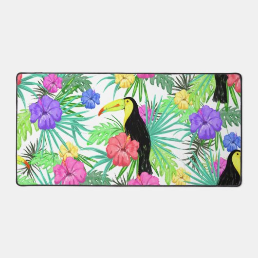 Sommer Tropical Bright Toucan Szene Schreibtischunterlage (Vorderseite)