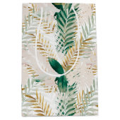 Sommer Tropical Green Gold Palm Foliage Grüne Mittlere Geschenktüte (Vorderseite)