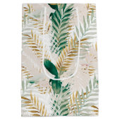 Sommer Tropical Green Gold Palm Foliage Grüne Mittlere Geschenktüte (Rückseite)