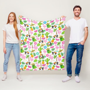 Sommer Tropicalischer Tukan und Flamingo Muster Fleecedecke