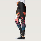 Sommer tropisch rosa Orangenpalmen Sonnenuntergang Leggings (Links)