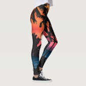 Sommer tropisch rosa Orangenpalmen Sonnenuntergang Leggings (Rechts)