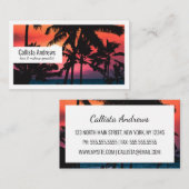 Sommer tropisch rosa Orangenpalmen Sonnenuntergang Visitenkarte (Vorne/Hinten)