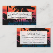 Sommer tropisch rosa Orangenpalmen Sonnenuntergang Visitenkarte (Vorne/Hinten)