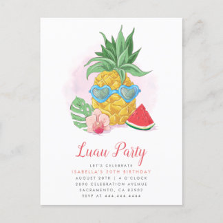 Sommer Tropische Ananas Luau Party Geburtstag Einladungspostkarte