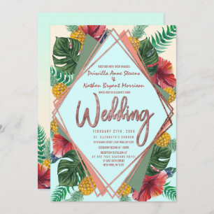 Sommer-tropische Ananas verlässt Blumenhochzeit Einladung