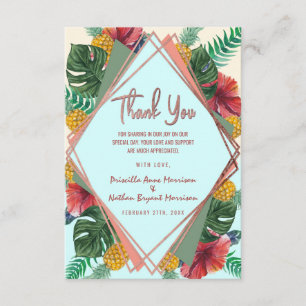 Sommer-tropische Ananas verlässt mit Blumen, Ihnen Dankeskarte
