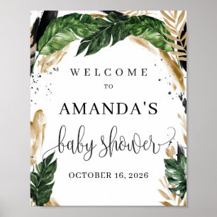 Sommer tropische Blätter Gold Baby Shower Willkomm Poster