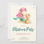 Sommer Tropische Meerjungfrau am Strand Weihnachte Einladung (Vorderseite)