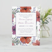 Sommer-Tropischer Hibiskus Hochzeit Einladung (Stehend Vorderseite)