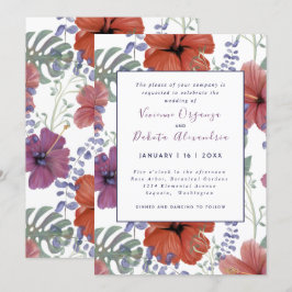 Sommer-Tropischer Hibiskus Hochzeit Einladung