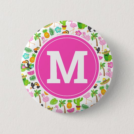 Sommer Tropischer Touch und Blumenmuster Button (Vorderseite)