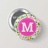Sommer Tropischer Touch und Blumenmuster Button (Vorne & Hinten)