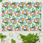 Sommer Tropischer Touch und Blumenmuster Geschirrtuch (Gefaltet)