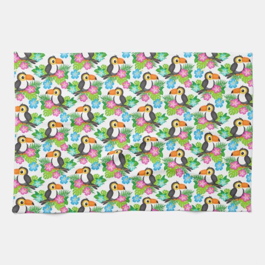 Sommer Tropischer Touch und Blumenmuster Geschirrtuch (Horizontal)