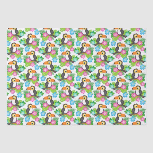 Sommer Tropischer Touch und Blumenmuster Seidenpapier (Vorderseite)