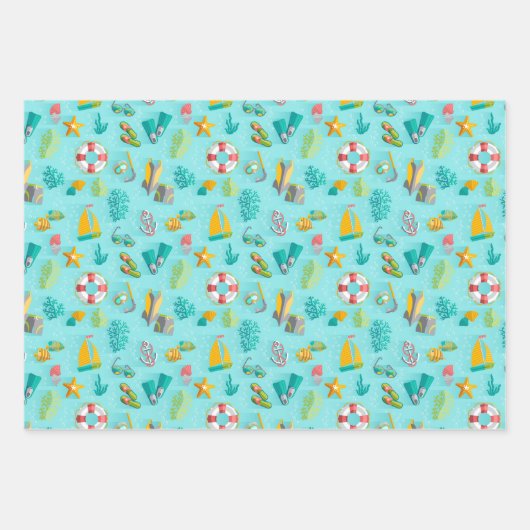 Sommer tropischer Urlaub Schnorcheln Korallenriff Geschenkpapier Set (Vorderseite 3)
