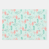 Sommer tropisches Flamingo pastellblaues Set 3 Geschenkpapier Set (Vorderseite)