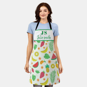 Sommer tropisches Fruchtmuster Monogramm  Schürze