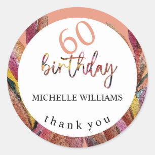 Sommer Tropisches Pink Blumen Federn Wasserfarbe Runder Aufkleber