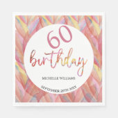 Sommer Tropisches Pink Blumen Federn Wasserfarbe Serviette (Vorderseite)