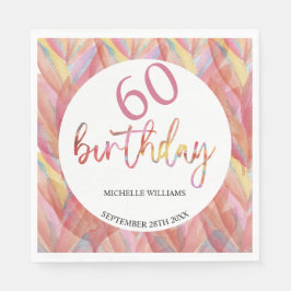 Sommer Tropisches Pink Blumen Federn Wasserfarbe Serviette