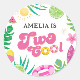 Sommer-tropisches Schwimmbad Geburtstagsparty Stic Runder Aufkleber