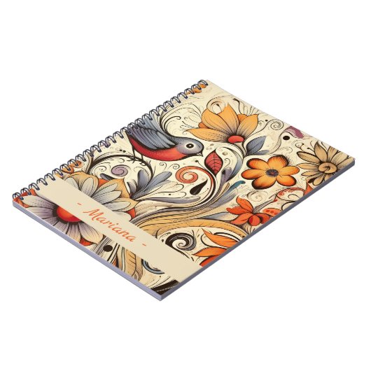 Sommer über Taube und Blumendesign Notizblock (Linke Seite)