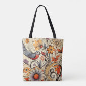Sommer über Taube und Blumendesign Tasche (Rückseite)