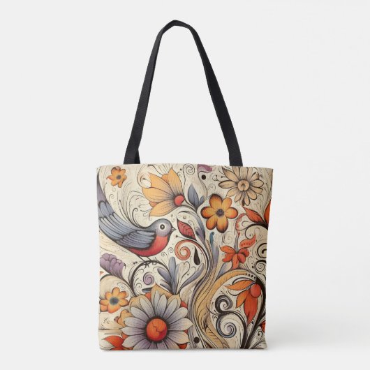 Sommer über Taube und Blumendesign Tasche (Rückseite)