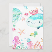 Sommer unter dem Meer Wasserfarbene Mädchen Geburt Einladung (Rückseite)
