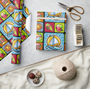 Sommer-Verpackungspapier, 76 cm x 1,8 m Geschenkpapier