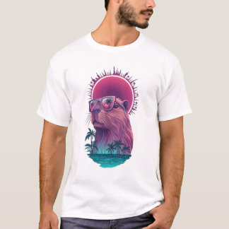 Sommer-Vibe-Capybara-Vaporwave-Ästhetik-Kunst T-Shirt