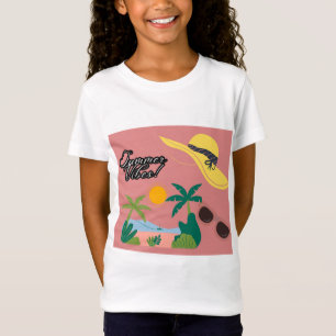 Sommer-Vibe-Shortsleeve-Kindert-Shirt für Mädchen T-Shirt