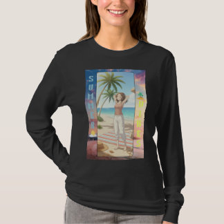 Sommer-Vibes Anime-Strandszene – Charakterkunst T-Shirt