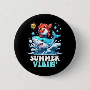 Sommer-Vibes Dabbing-Krabbe-Surfen-Hai-Sonne-Cute  Button