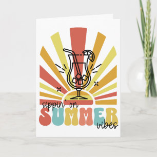 Sommer-Vibes genießen, Retro-Sonne, Cocktailglas Feiertagskarte