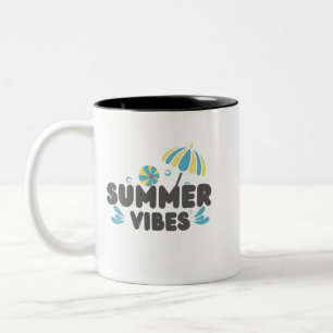 Sommer-Vibes-Kaffeetasse Strand-Schirm-Tasse Zweifarbige Tasse