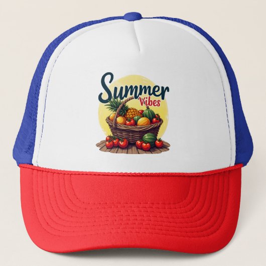 "Sommer-Vibes-Korb" Truckerkappe (Vorderseite)