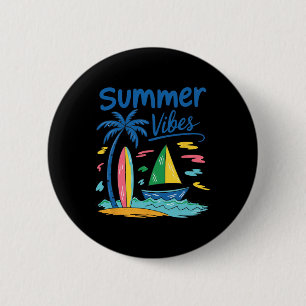 Sommer-Vibes Palme Surfbrett Segelboot  Button