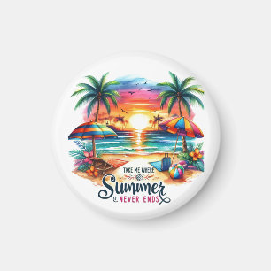Sommer-Vibes-Pinselführung Strand Sonnenuntergang- Magnet