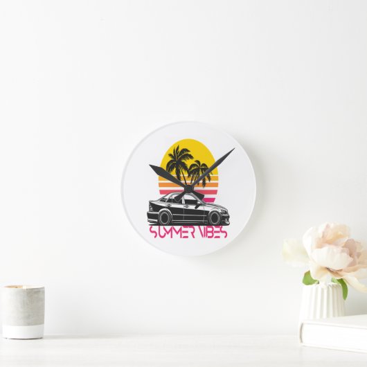 Sommer Vibes Runde Wanduhr (Zuhause)