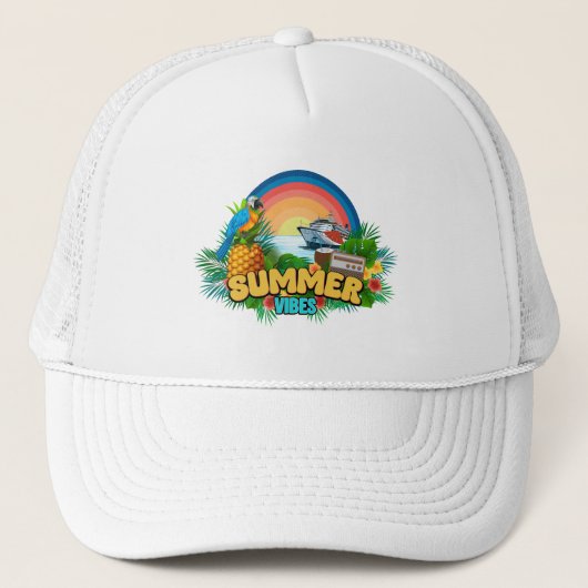 Sommer-Vibes-Strand Truckerkappe (Vorderseite)