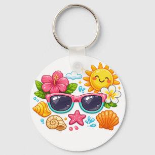 Sommer-Vibes Stylische Sonnenbrille Weiße Schlüsse Schlüsselanhänger